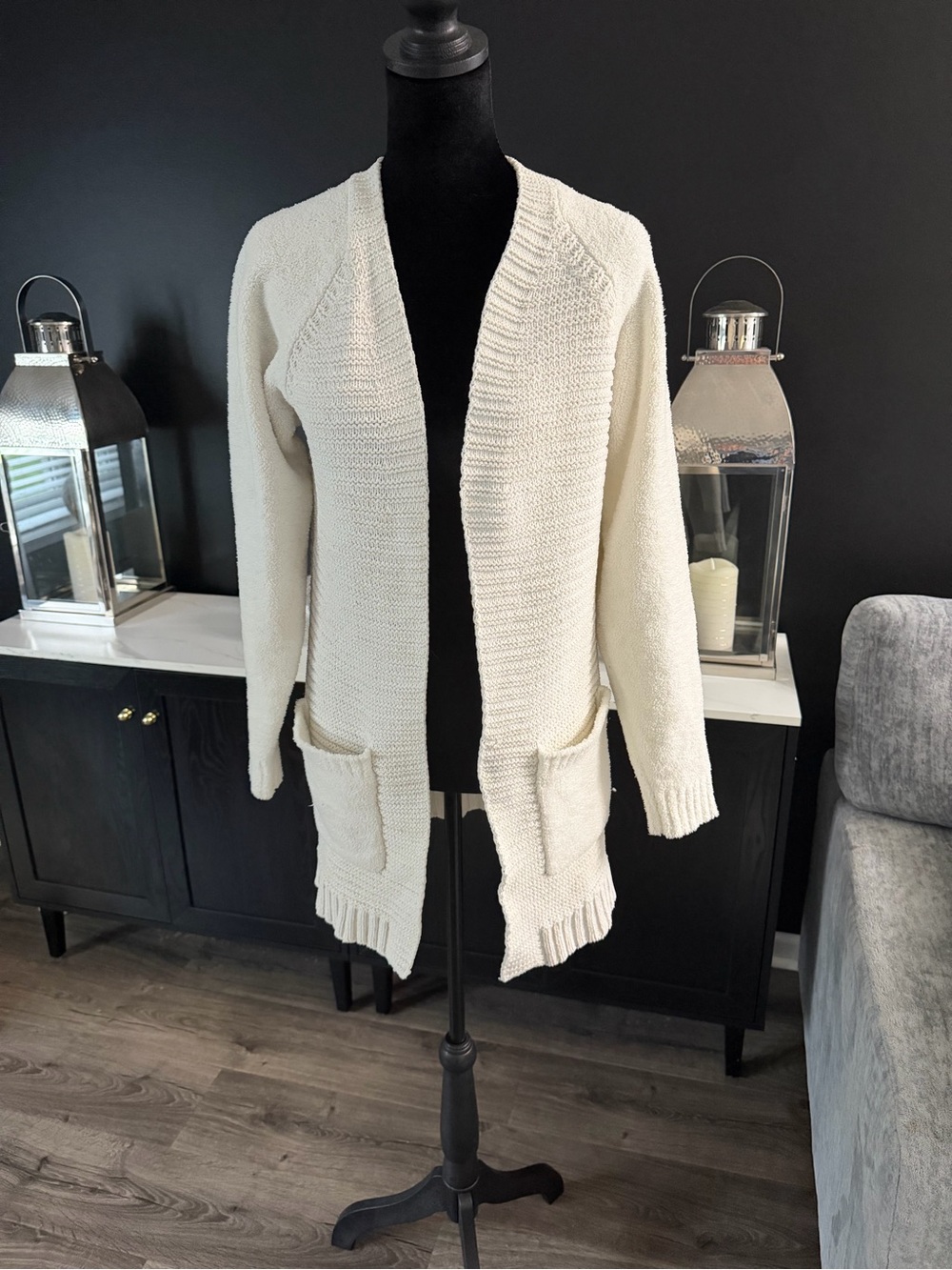 Cat & Jack Cream Open-Front Cozy Knit Cardigan - Picture 2 of 5